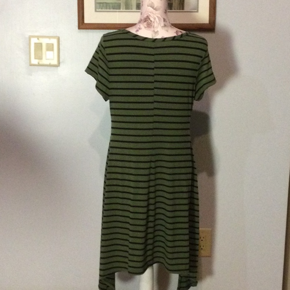 Black & Olive Green Striped Dress - Picture 2 of 7